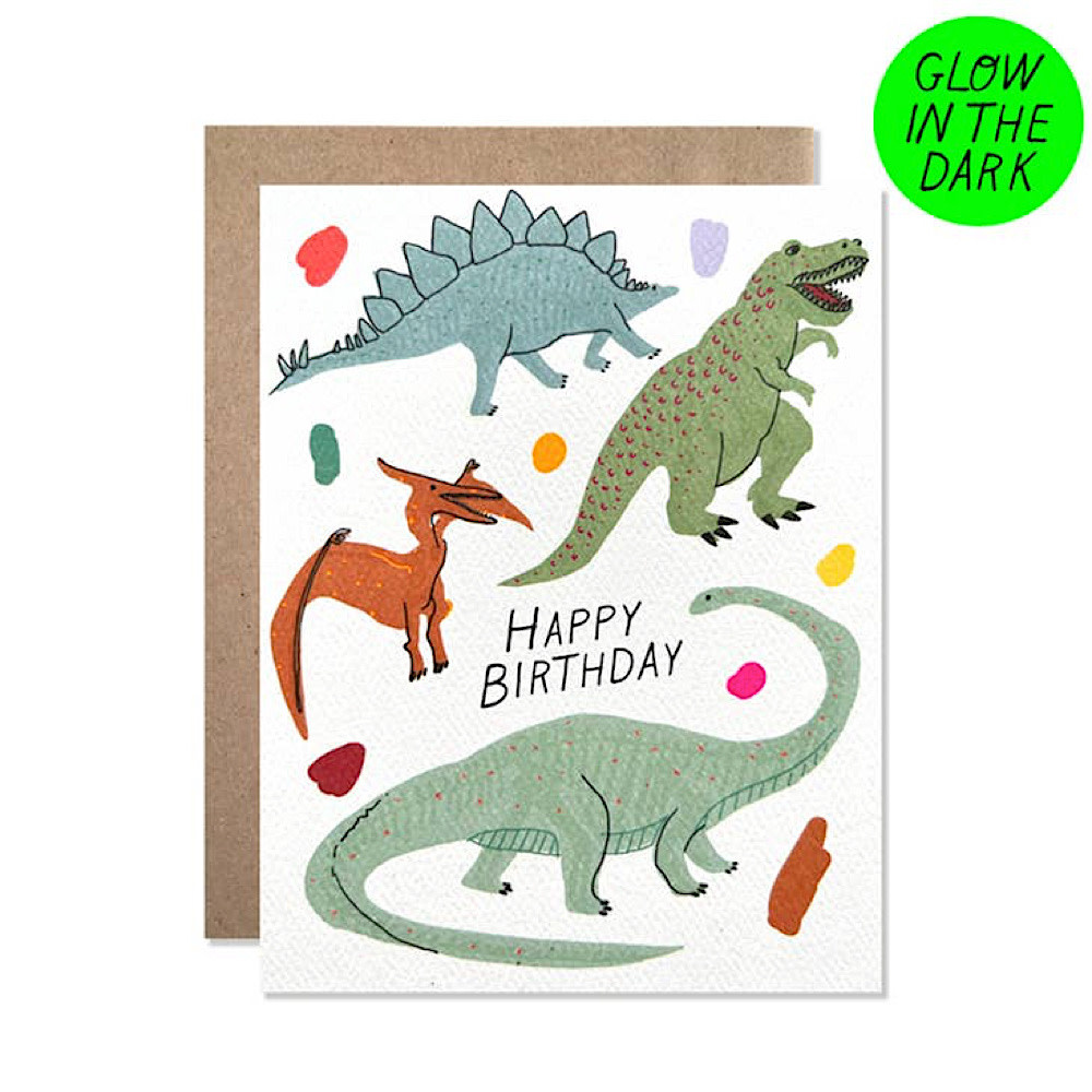 Hartland Cards - Glow In The Dark Dinosaur - Birthday Card