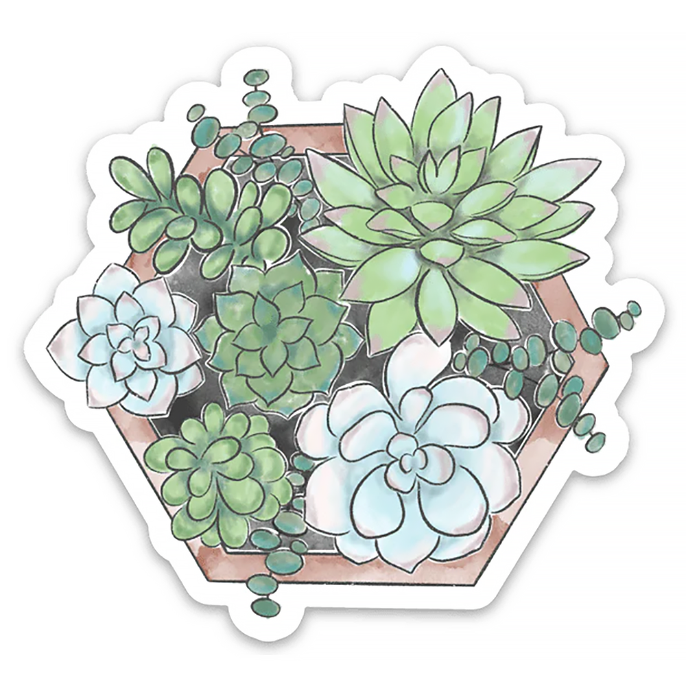 Elyse Breanne Design Elyse Breanne Design - Watercolor Succulent Planter Sticker