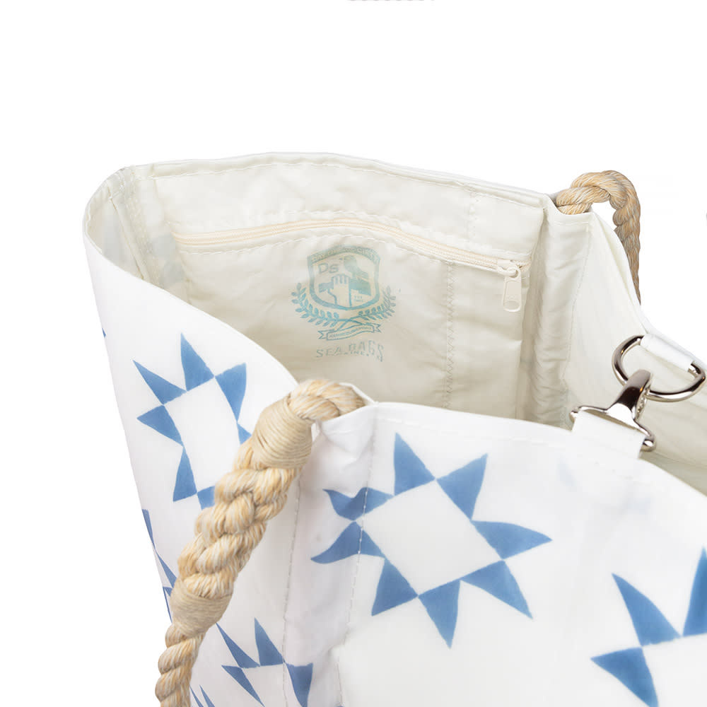 Sea Bags x Sara Fitz - Blue Quilt - Large Tote - Hemp Handle with Clasp