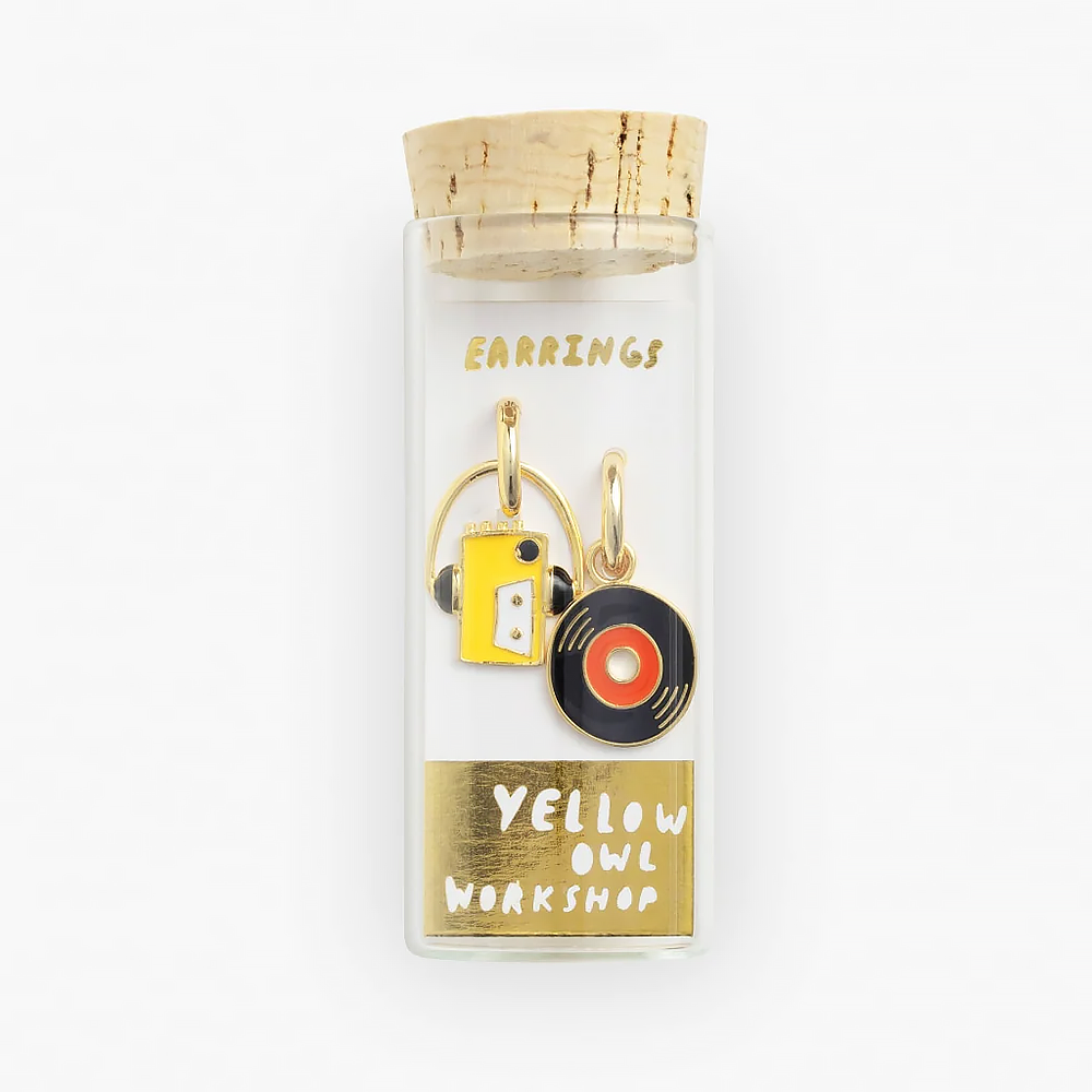 Yellow Owl Workshop Hoop Earrings - Walkman & Vinyl