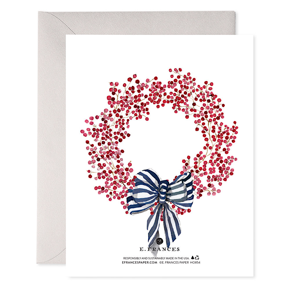 E. Frances Box Set of 6 Cards - Red Berry Wreath