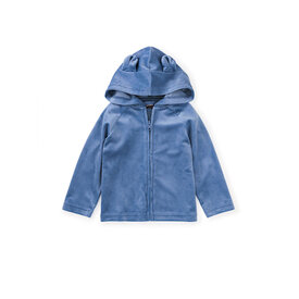 Tea Collection Tea Collection Bear Ears Velour Baby Hoodie - Coronet Blue