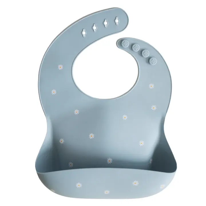 Mushie Mushie - Silicone Baby Bib - White Daisy