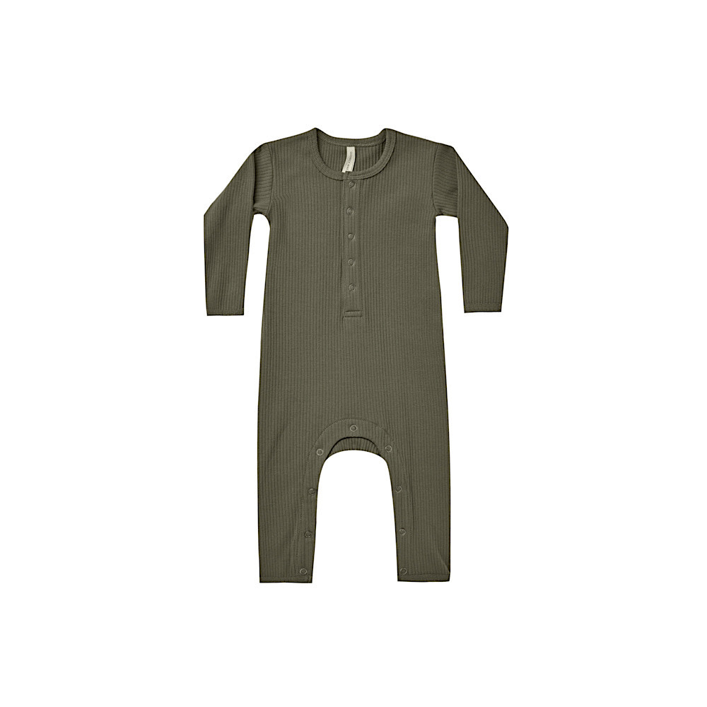 Quincy Mae Quincy Mae Ribbed Baby Jumpsuit - Forest