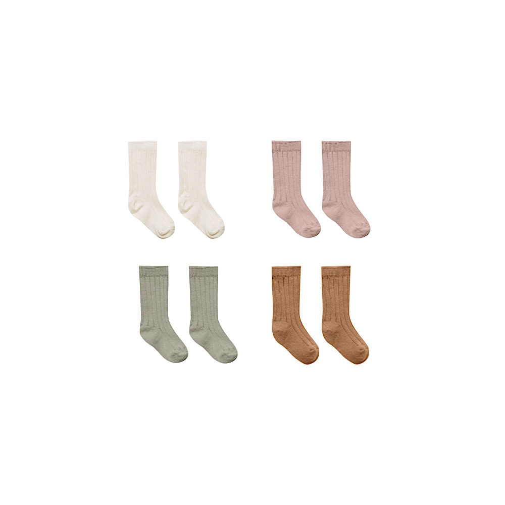 Quincy Mae Quincy Mae Socks - Set of 4 - Natural, Mauve, Basil, & Cinnamon