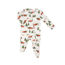 Angel Dear Angel Dear 2 Way Zipper Footie Romper - Vintage Red Truck