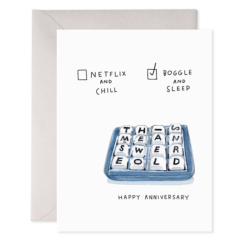 E Frances Paper E. Frances Card - Boggle and Sleep Anniversary