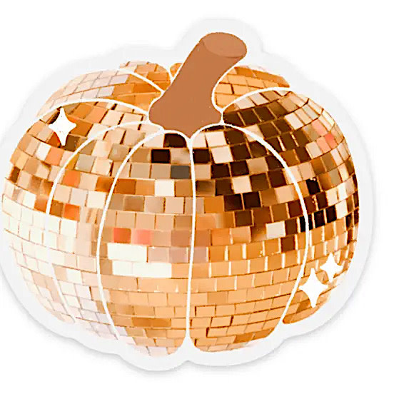 Elyse Breanne Design Clear Sticker - Disco Ball Pumpkin