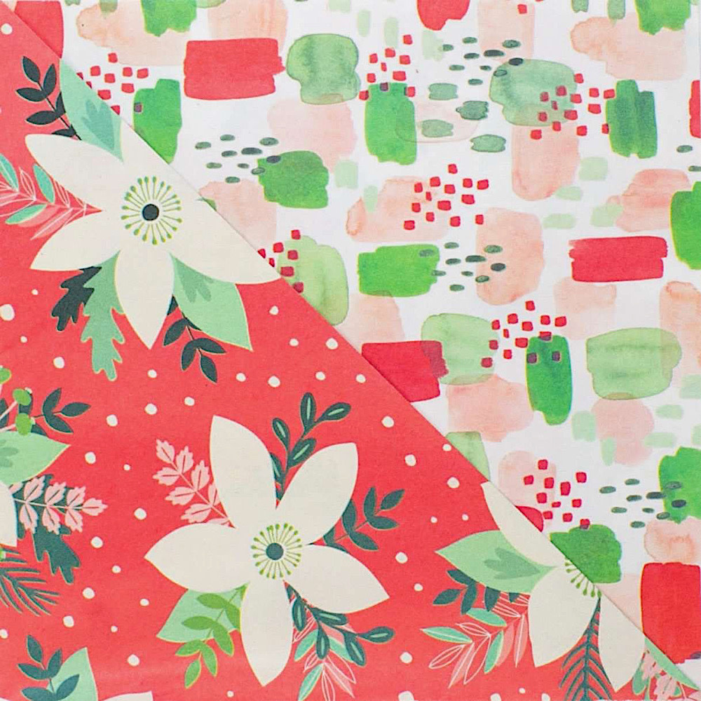 Wrappily Eco Gift Wrap - Double Sided - Pretty Poinsettia