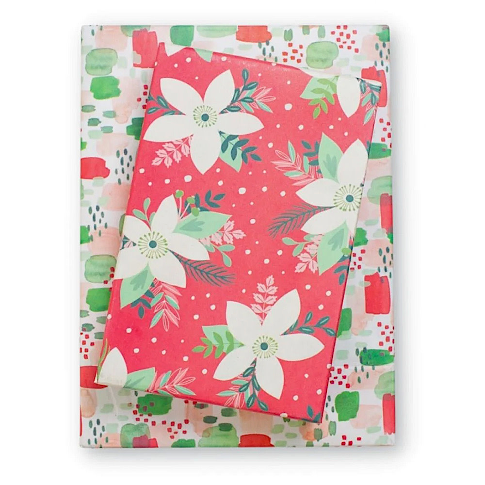 Wrappily Eco Gift Wrap Co. Wrappily Eco Gift Wrap - Double Sided - Pretty Poinsettia