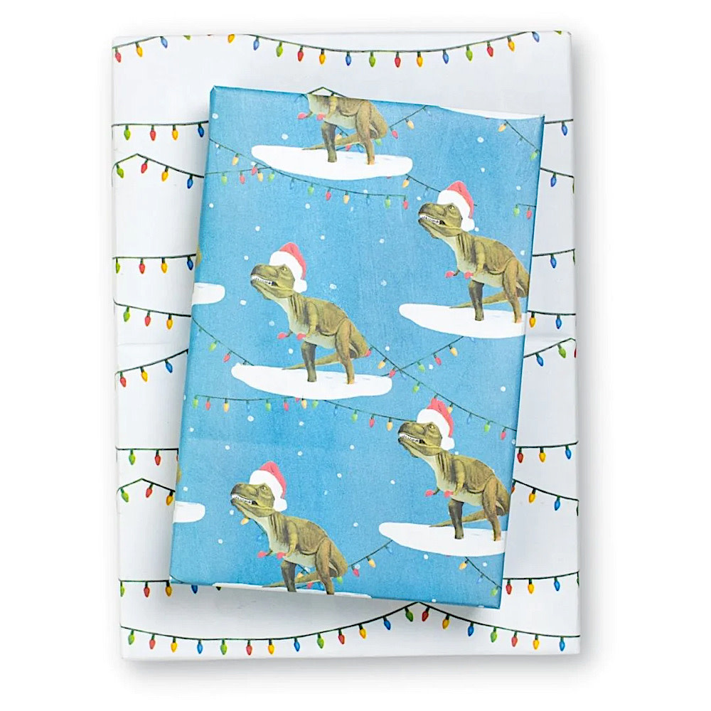 Wrappily Eco Gift Wrap Co. Wrappily Eco Gift Wrap - Double Sided Dino Lights