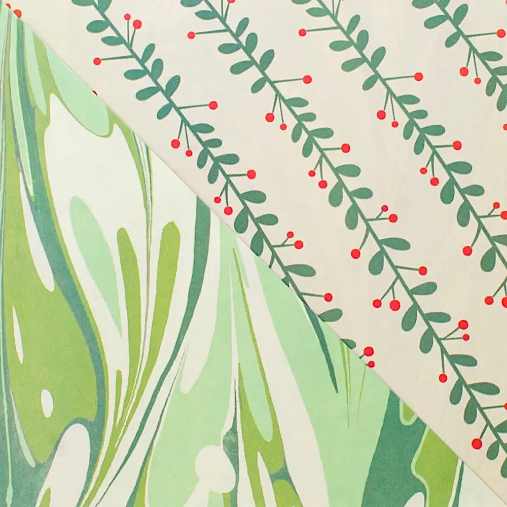 Wrappily Eco Gift Wrap - Double Sided - Marbled Mistletoe