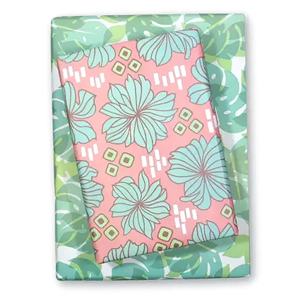 Wrappily Eco Gift Wrap - Double Sided - Retro Bloom/Monstera Shadow