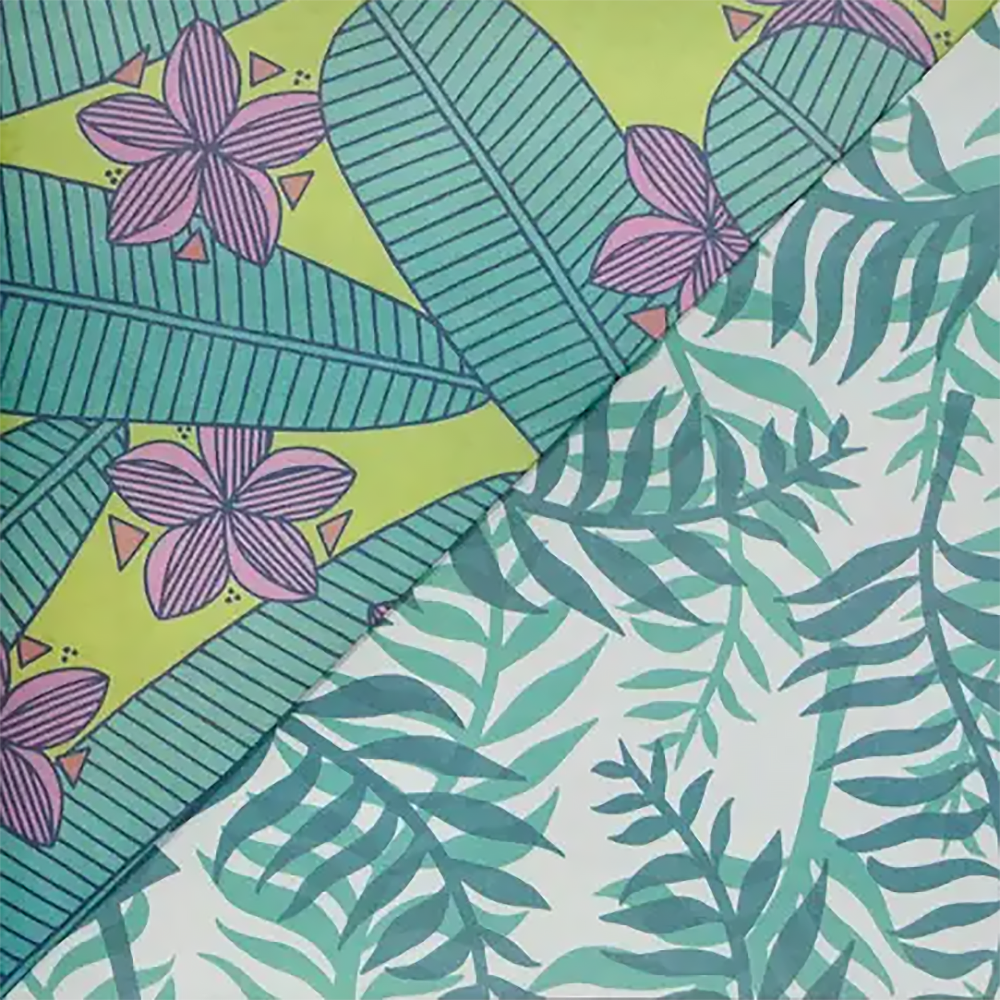 Wrappily Eco Gift Wrap - Double Sided - Plumeria/Palms