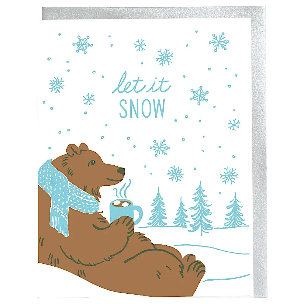 Smudge Ink Card - Bear With Hot Cocoa