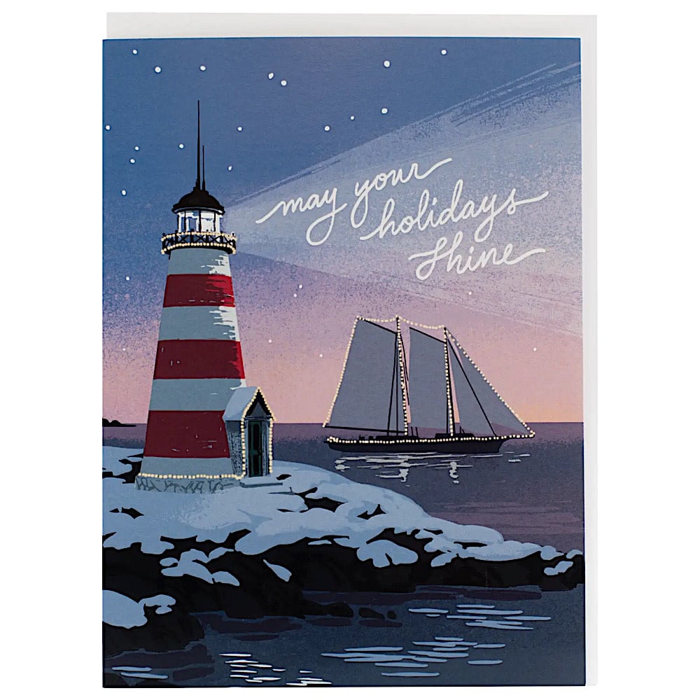 Smudge Ink Card - Coastal Lighthouse
