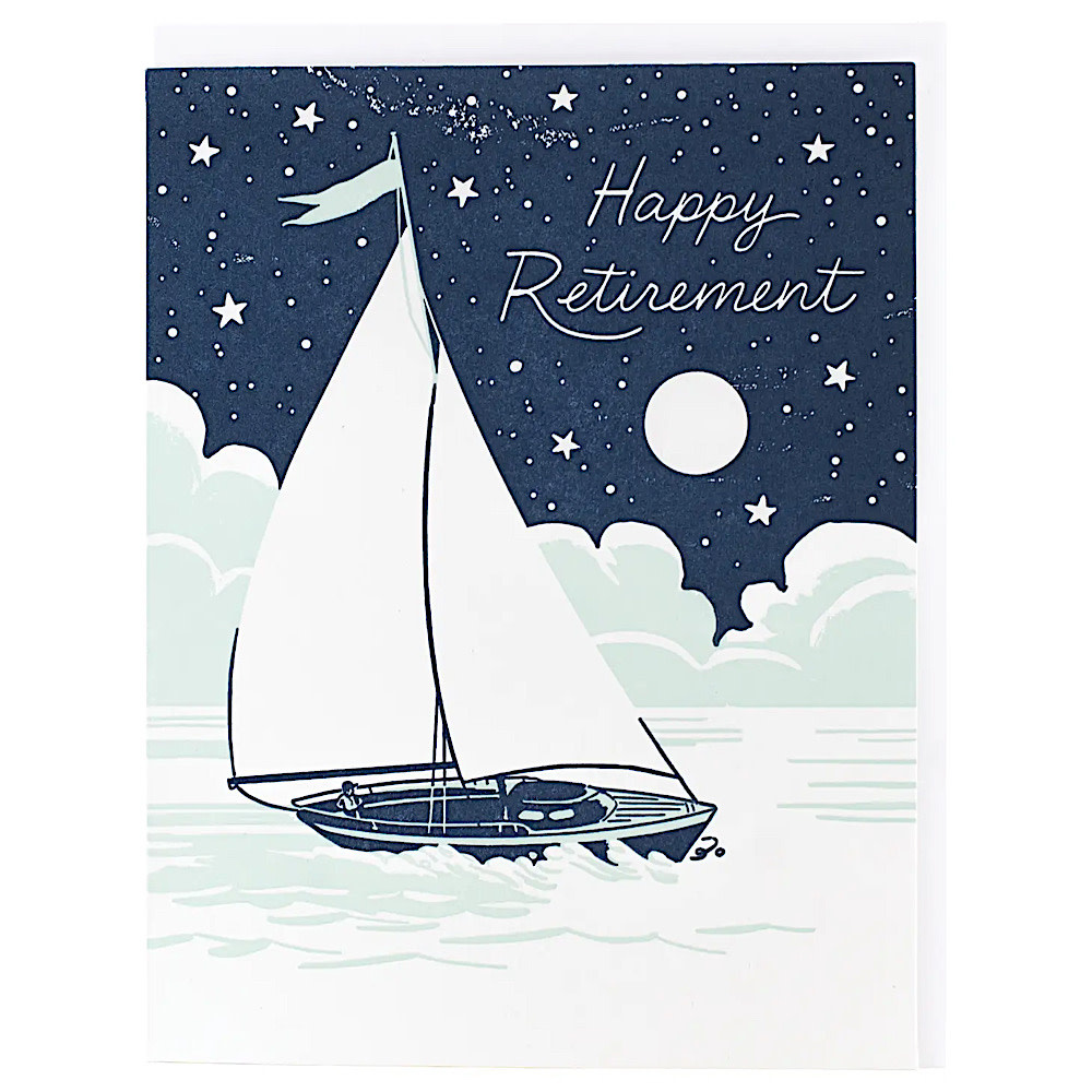 Smudge Ink Card - Nighttime Sailboat