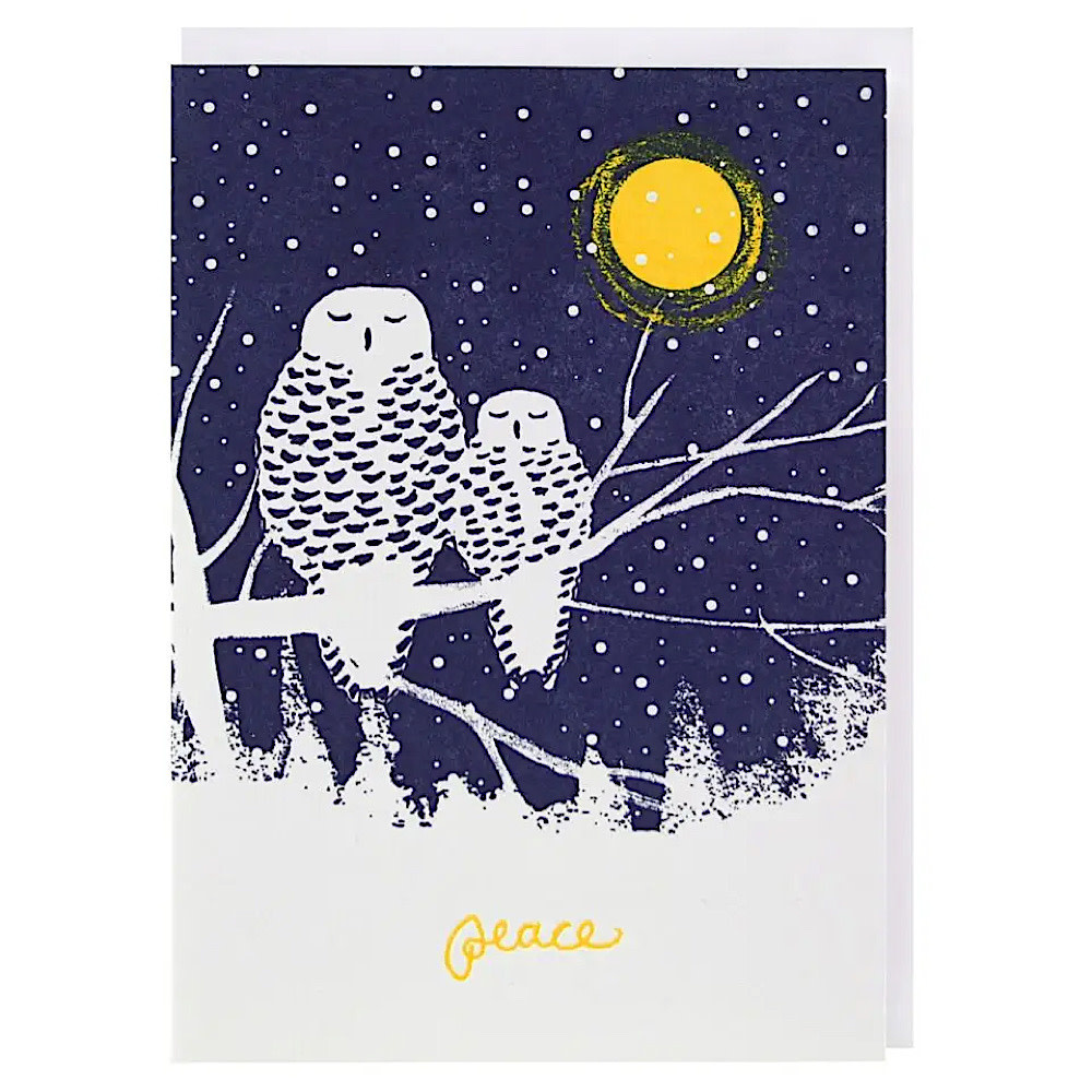Smudge Ink - Peaceful Owls Holiday Card