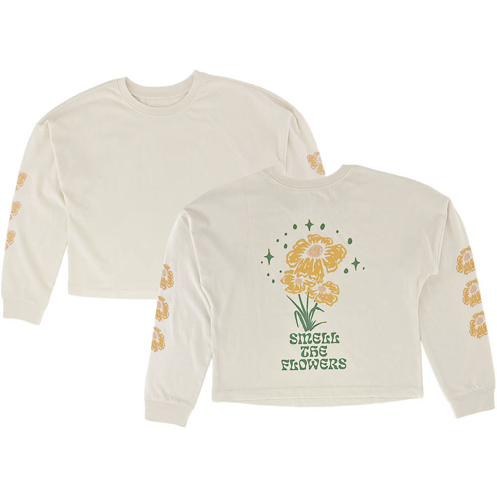 Tiny Whales Tiny Whales Smell the Flowers Oversized Long Sleeve Tee - Natural
