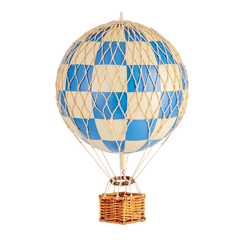 Authentic Models Hot Air Balloon - Floating The Skies - Blue Check - 8.5cm