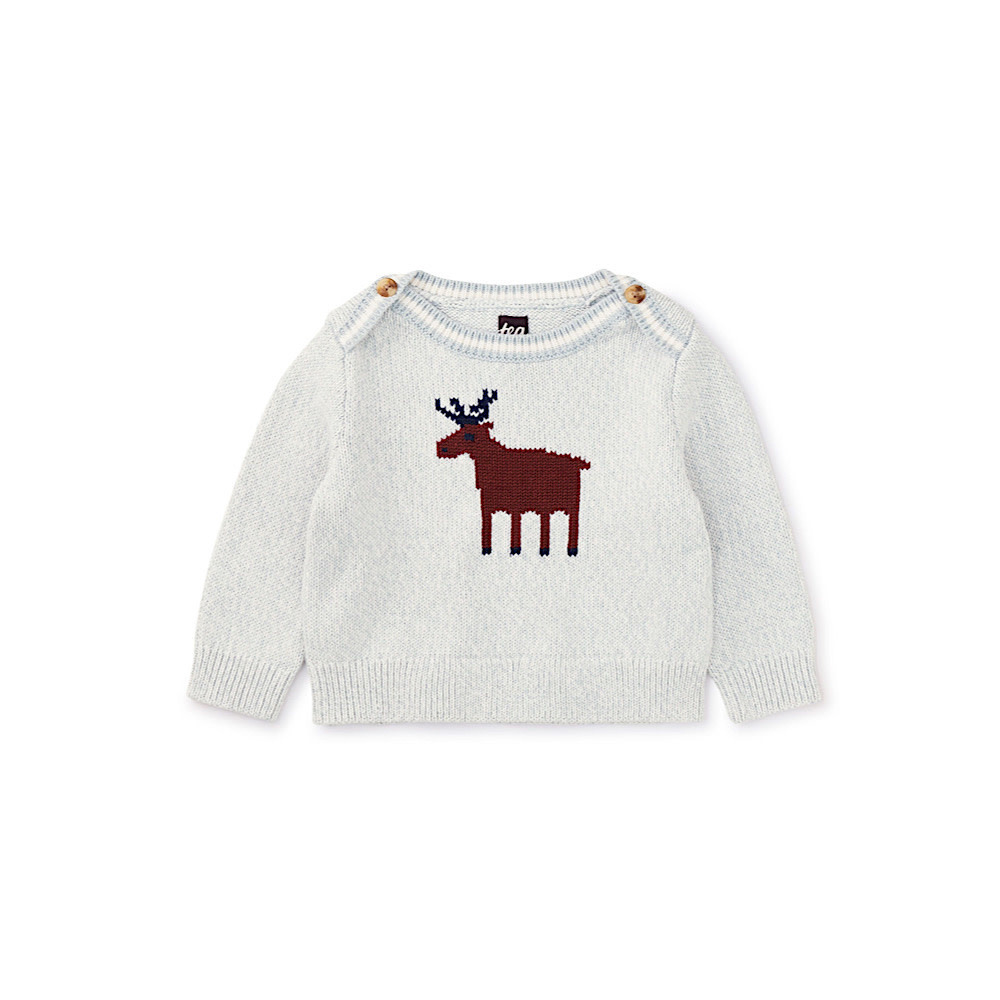 Tea Collection Moose Baby Sweater - Chalk