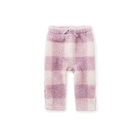 Tea Collection Tea Collection Teddy Fleece Baby Pants - Buffalo Plaid - Pink