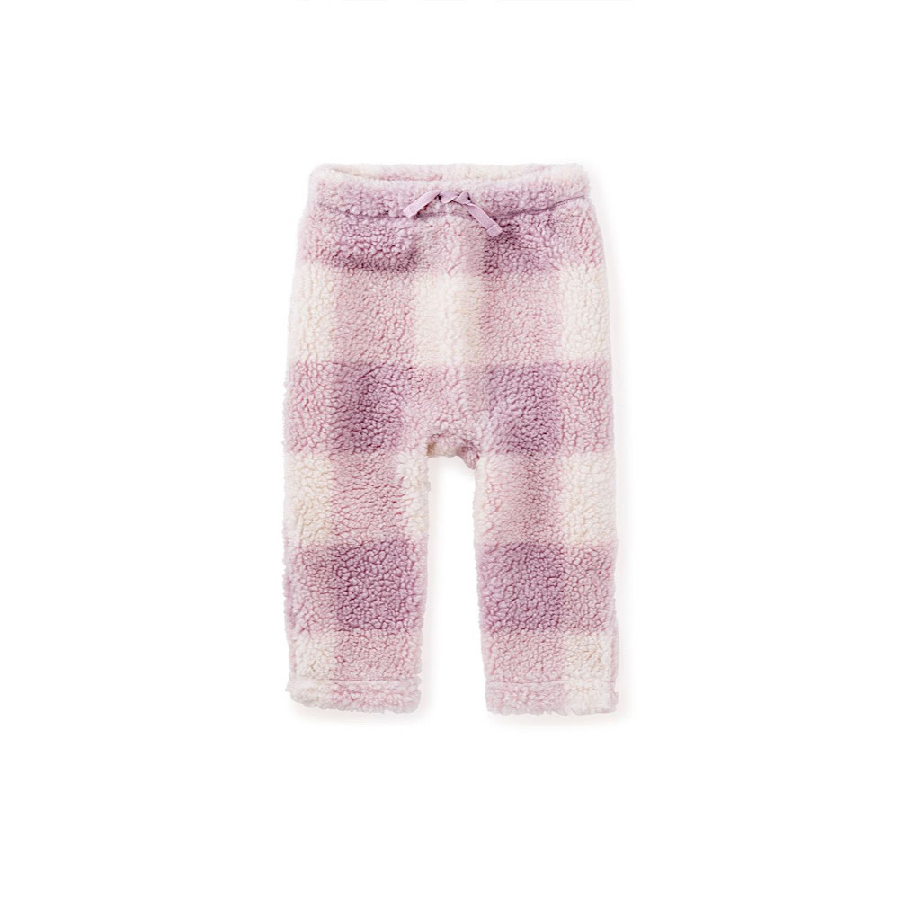 Tea Collection Tea Collection Teddy Fleece Baby Pants - Buffalo Plaid - Pink