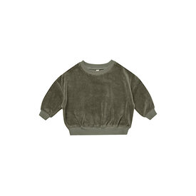 Quincy Mae Quincy Mae Velour Relaxed Sweatshirt - Forest