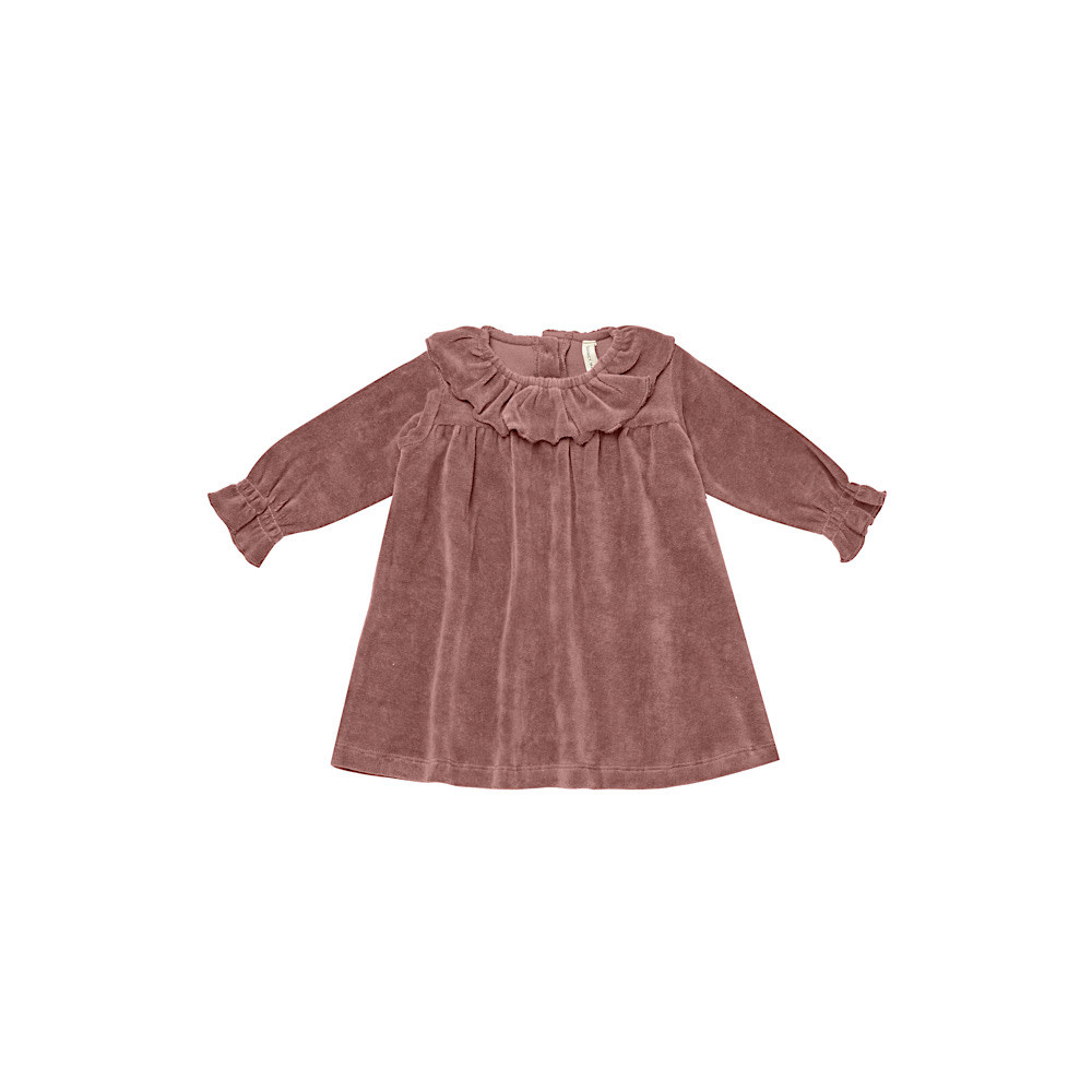 Quincy Mae Quincy Mae Velour Baby Dress - Fig