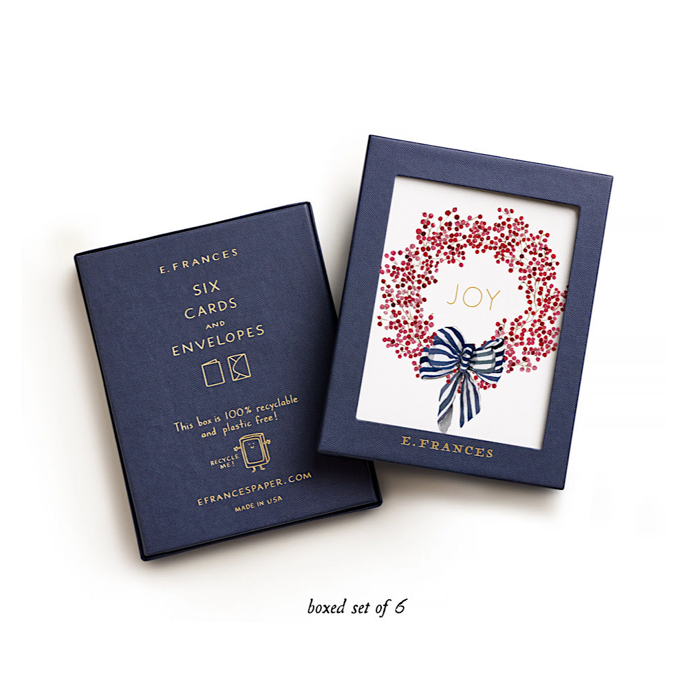 E. Frances Box Set of 6 Cards - Red Berry Wreath