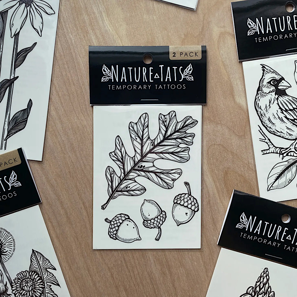 NatureTats NatureTats - Temporary Tattoo 2 Pack - Acorn & Oak Leaves