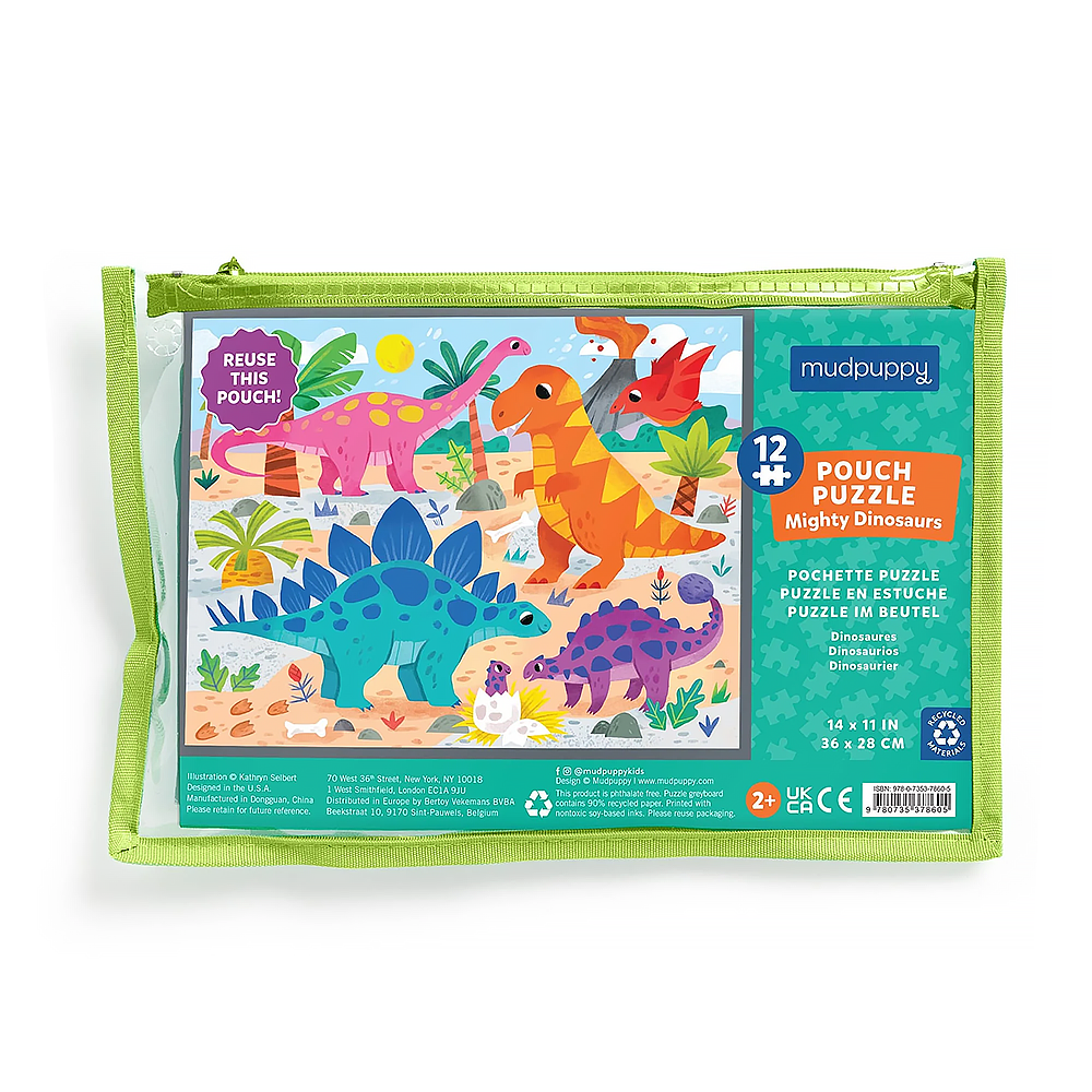 Pouch Puzzle - 12 Pieces - Mighty Dinosaurs