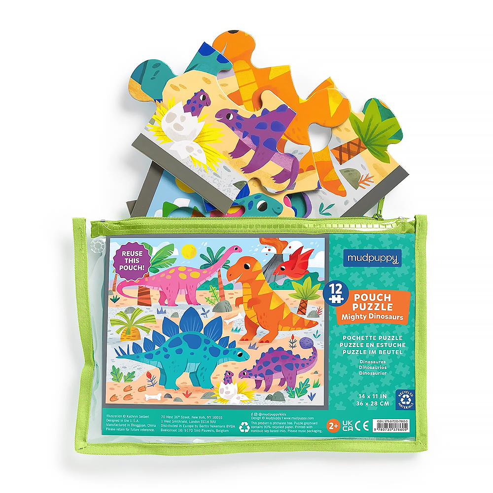 12 Piece Pouch Puzzle - Mighty Dinosaurs