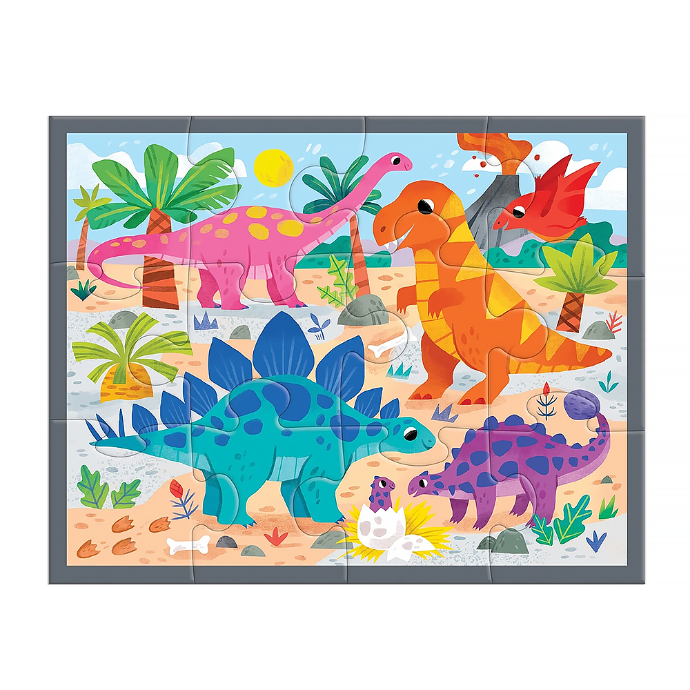 Pouch Puzzle - 12 Pieces - Mighty Dinosaurs