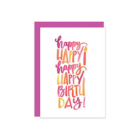 Katie Elizabeth Lettering + Design Katie Elizabeth - Happy Happy Happy Birthday Card