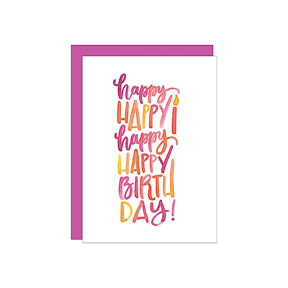 Katie Elizabeth Lettering + Design Katie Elizabeth Card - Happy Happy Happy Birthday