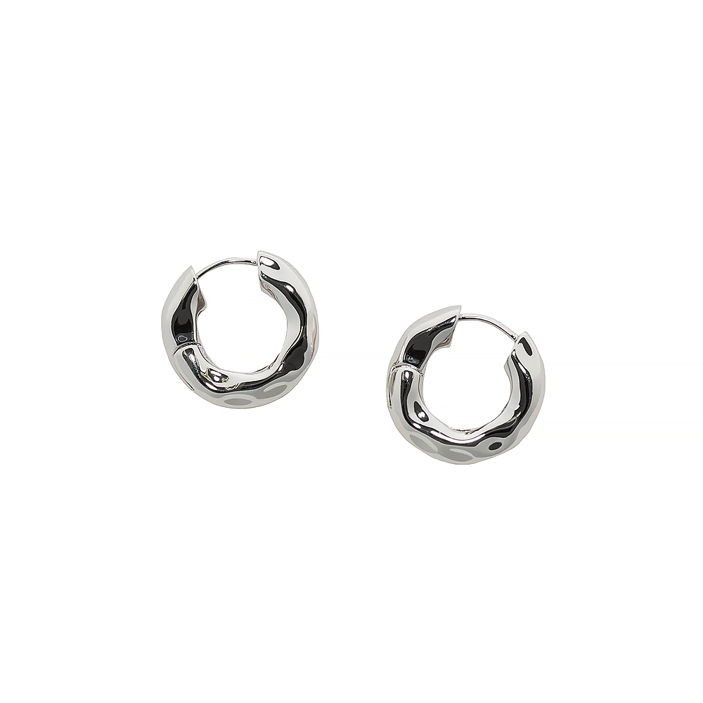 Machete - Wavy Chunky Hoop Earrings - Silver Plated