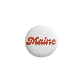 Quiet Tide Goods Quiet Tide Goods - 1 Inch Pin - Maine Groovy Text - White/Red