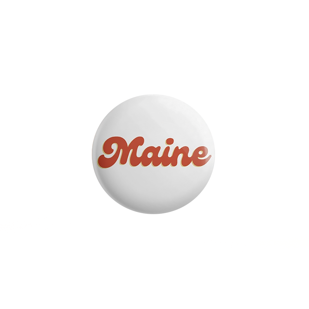 Quiet Tide Goods Button Pin - Maine White/Red
