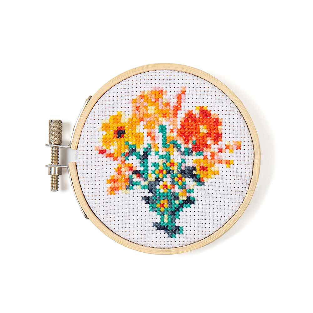 Mini Cross Stitch Embroidery Kit - Flowers