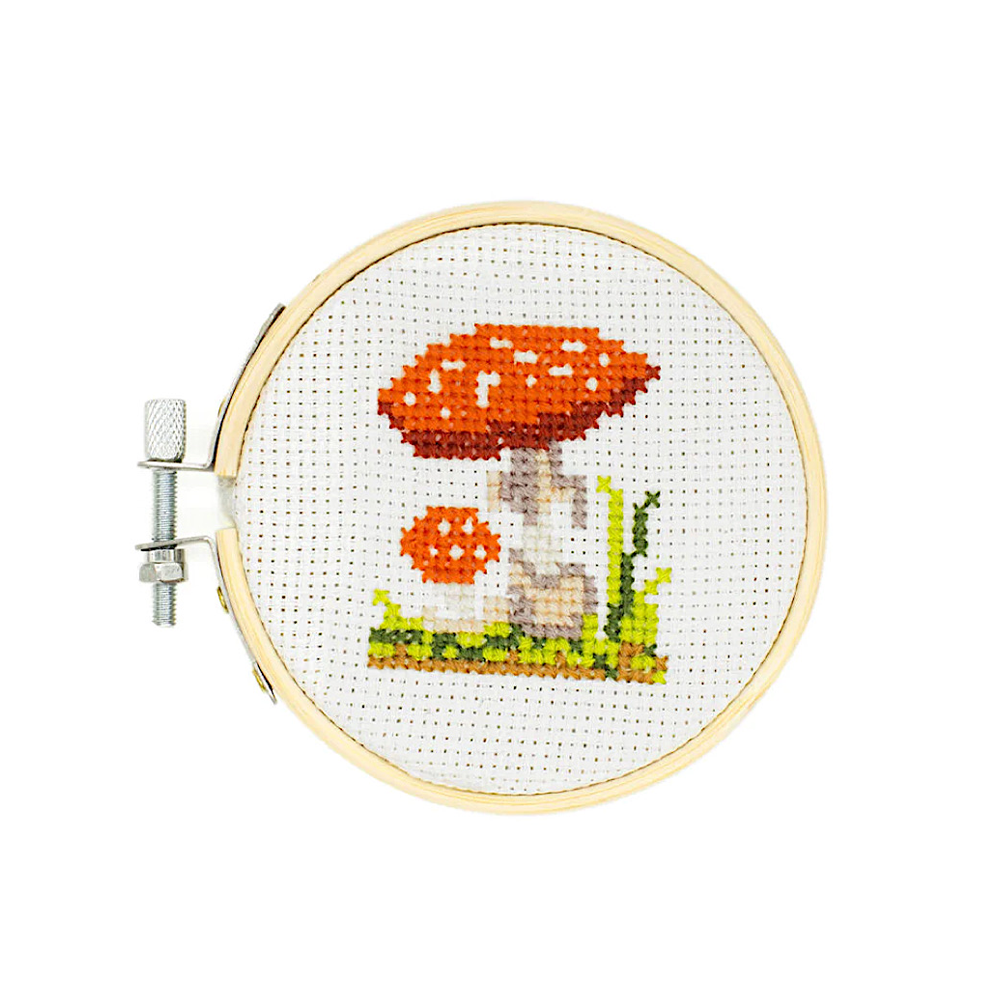 Mini Cross Stitch Embroidery Kit - Mushroom