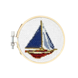 Kikkerland Mini Cross Stitch Embroidery Kit - Sailboat