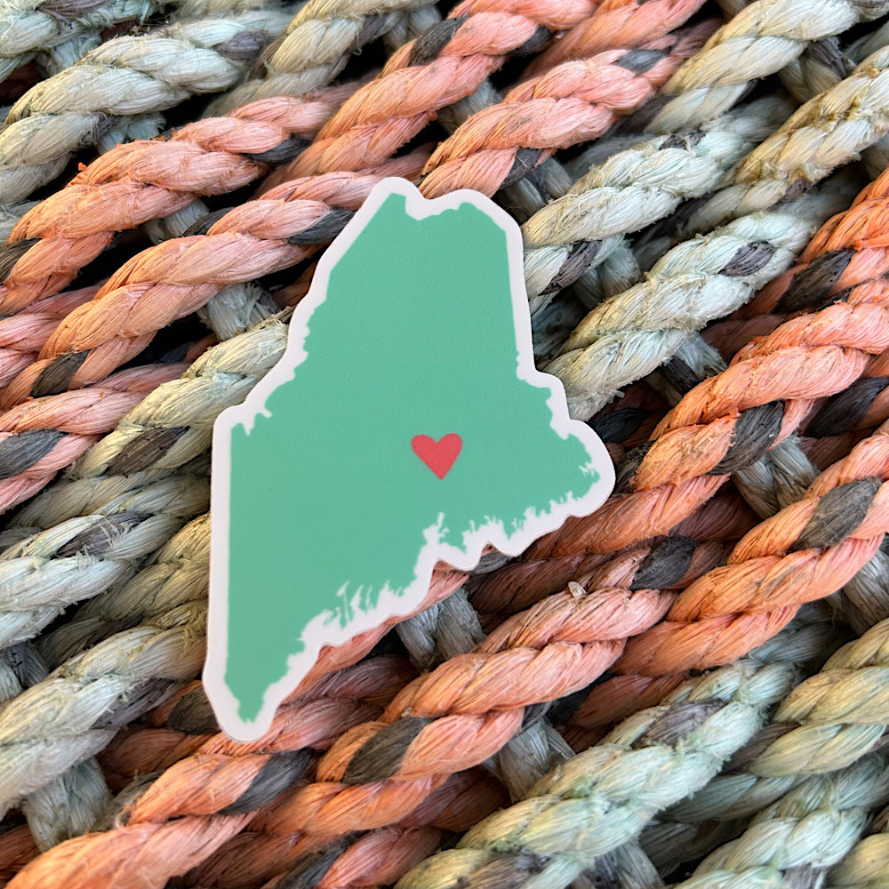 Lola Arts Maine Sticker Seafoam with Red Heart