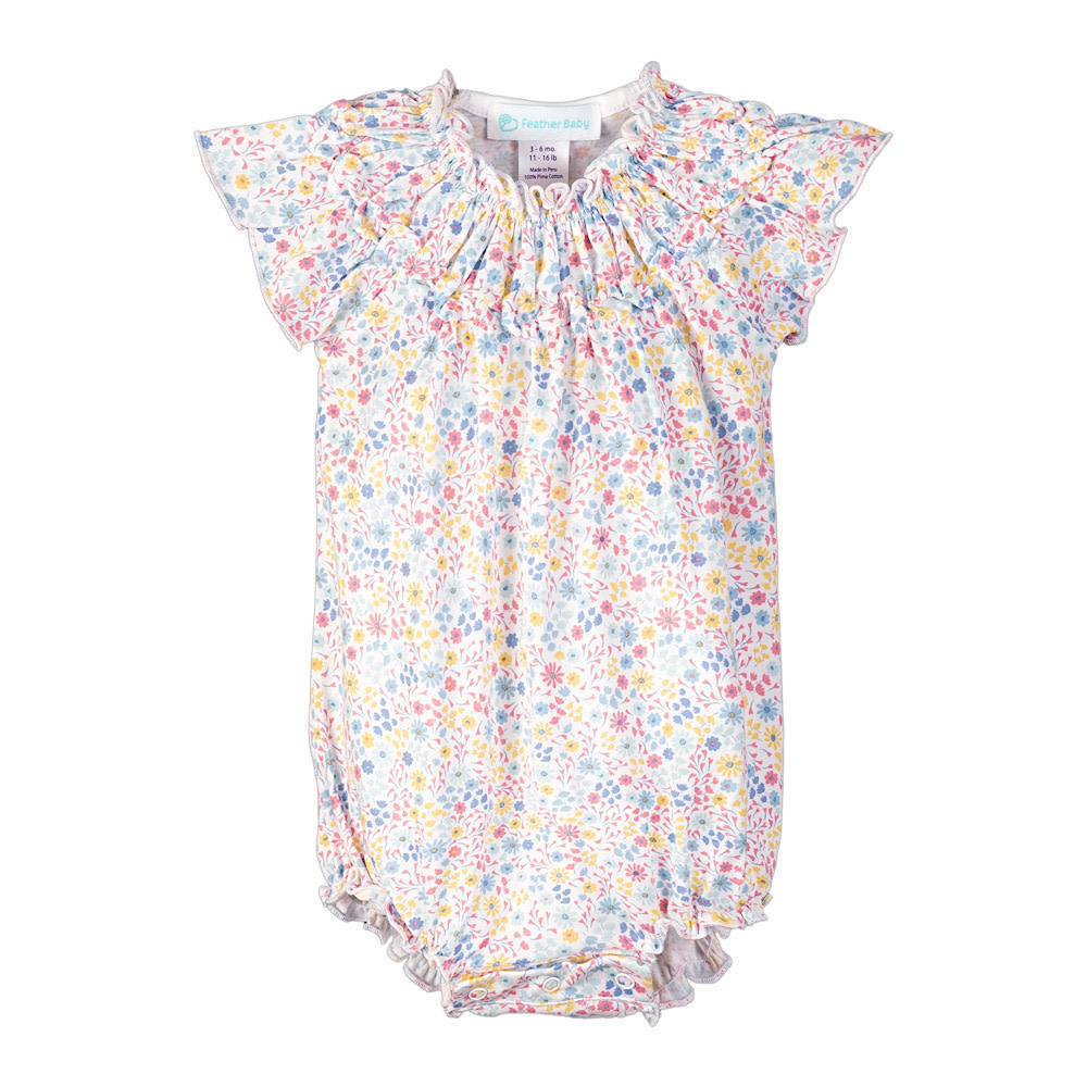 Feather Baby Ruched Bubble - Lucy on White