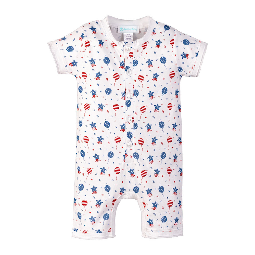 Feather Baby Henley Romper - USA Balloons
