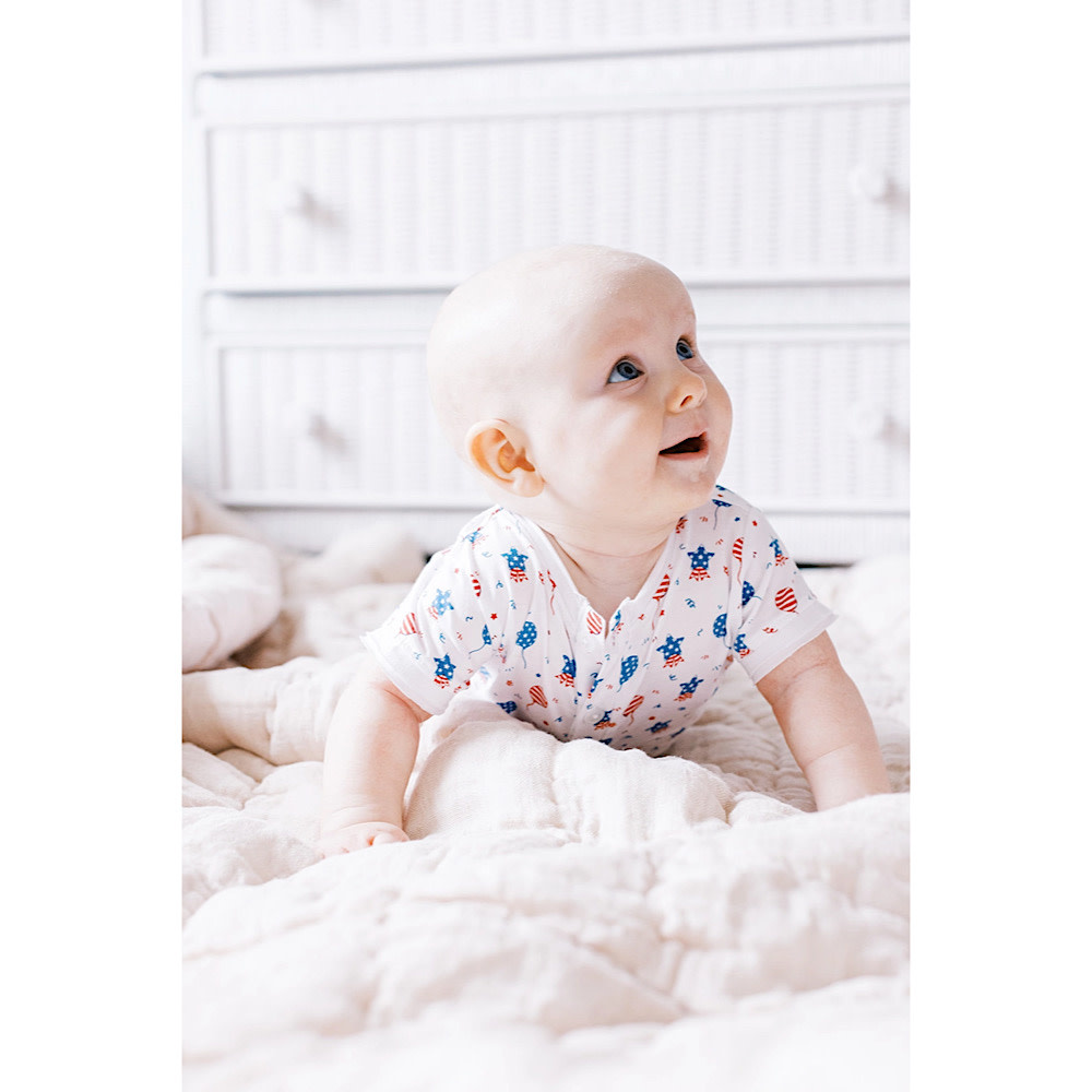 Feather Baby Henley Romper - USA Balloons