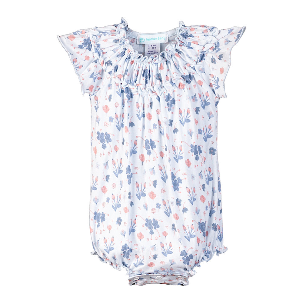 Feather Baby Feather Baby Ruched Bubble - Emily on Baby Blue