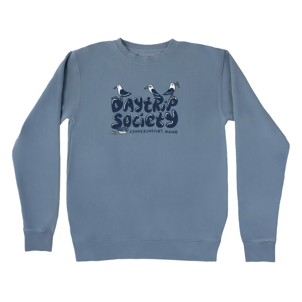 Daytrip Society - Seagulls Adult Crewneck Sweatshirt - Slate Blue