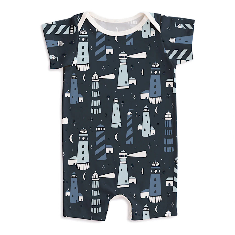 Winter Water Factory Summer Romper - Lighthouses Night Sky