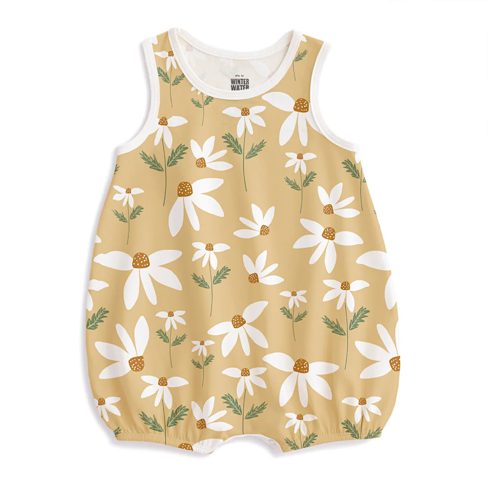 Winter Water Factory Bubble Romper - Daisies Yellow